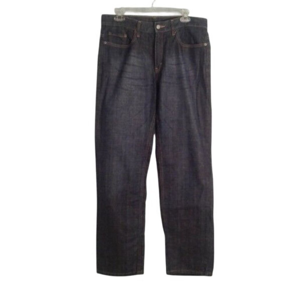 Levis 505 Size 12 MIS 34 x 31 Womens Lower Rise Straight Leg Jeans Dark Wash